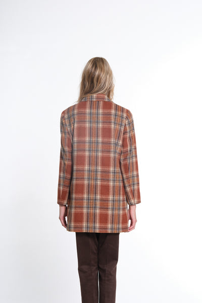 Long Sleeve Open Front Plaid Jacket - Multi