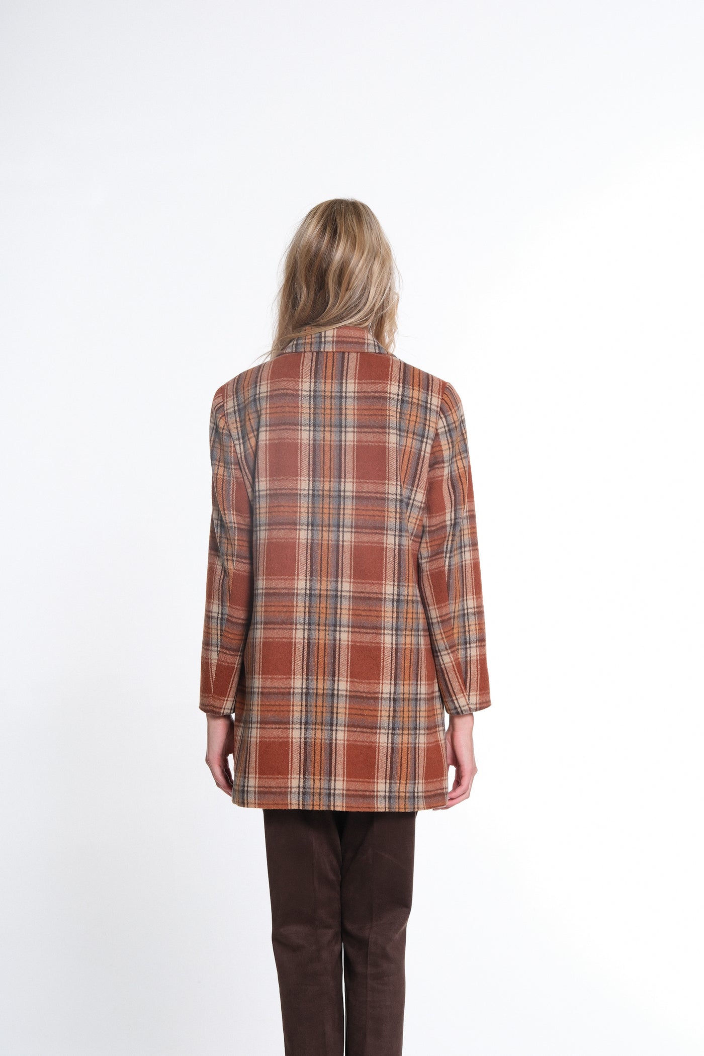 Long Sleeve Open Front Plaid Jacket - Women's - Multi