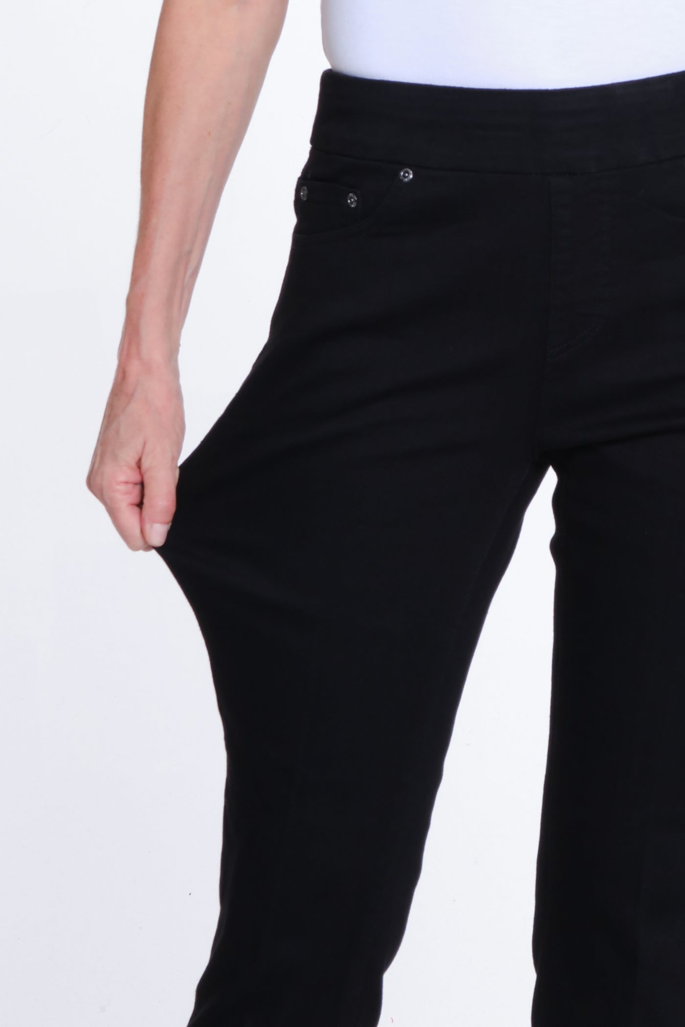 Solid Stretch Suede Flare Leg Jean - Black