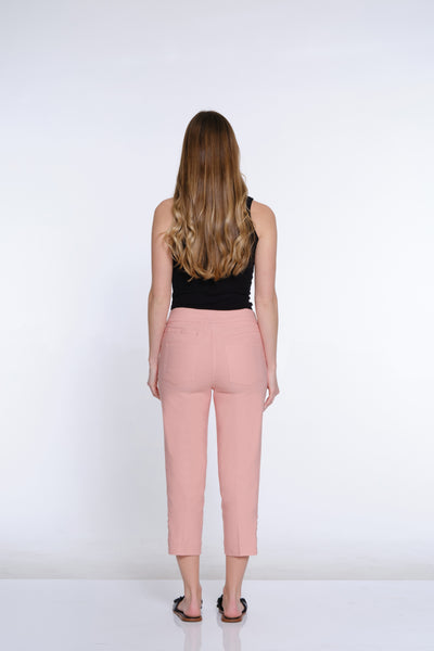 Twill Crop Pant with Zig-Zag Strap Hem - Blush