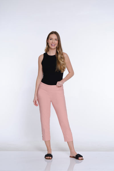 Twill Crop Pant with Zig-Zag Strap Hem - Blush