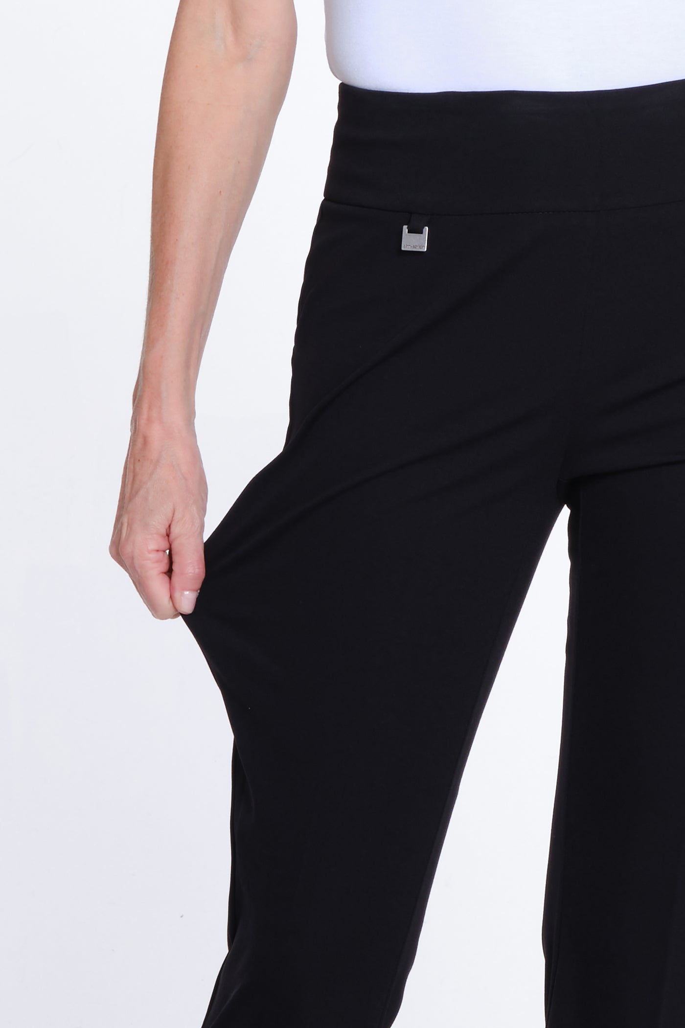 Flare Leg Solid EASE-Y-Fit Knit Pant - Black