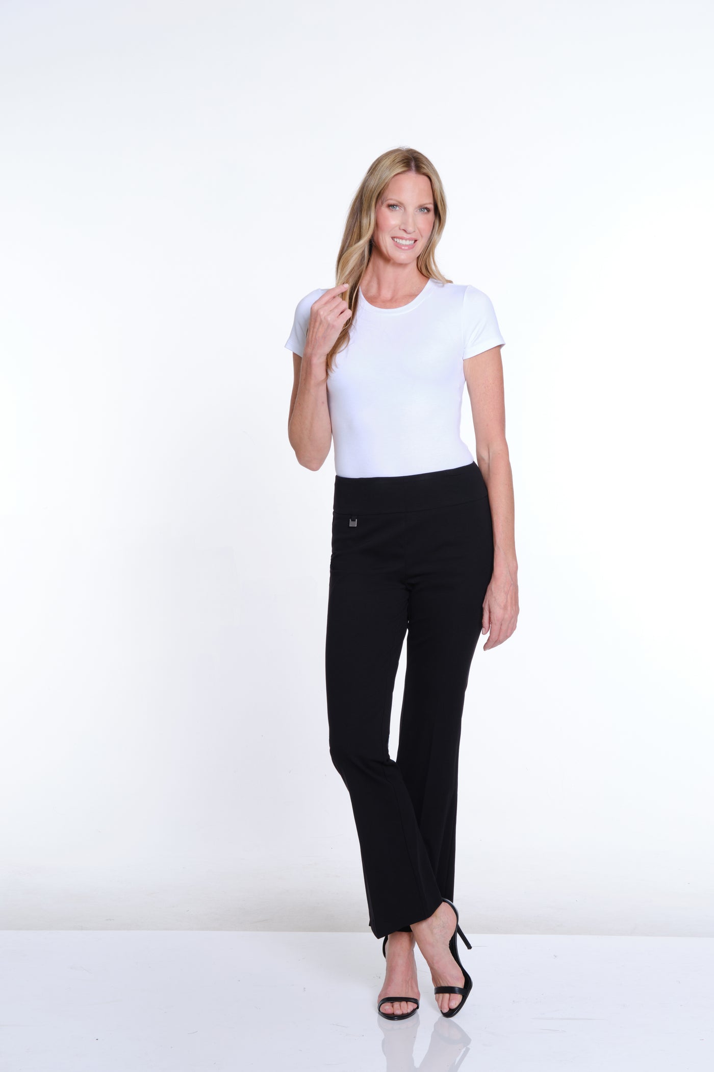 Flare Leg Solid EASE-Y-Fit Knit Pant - Black