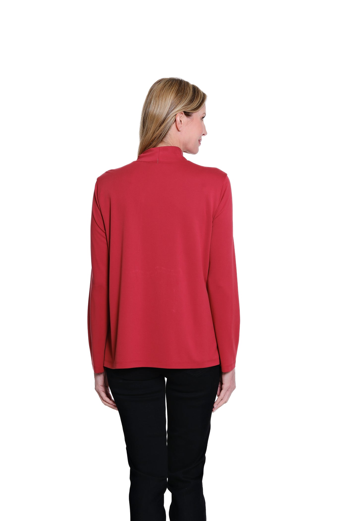 Mock Neck Knit Top - Crimson