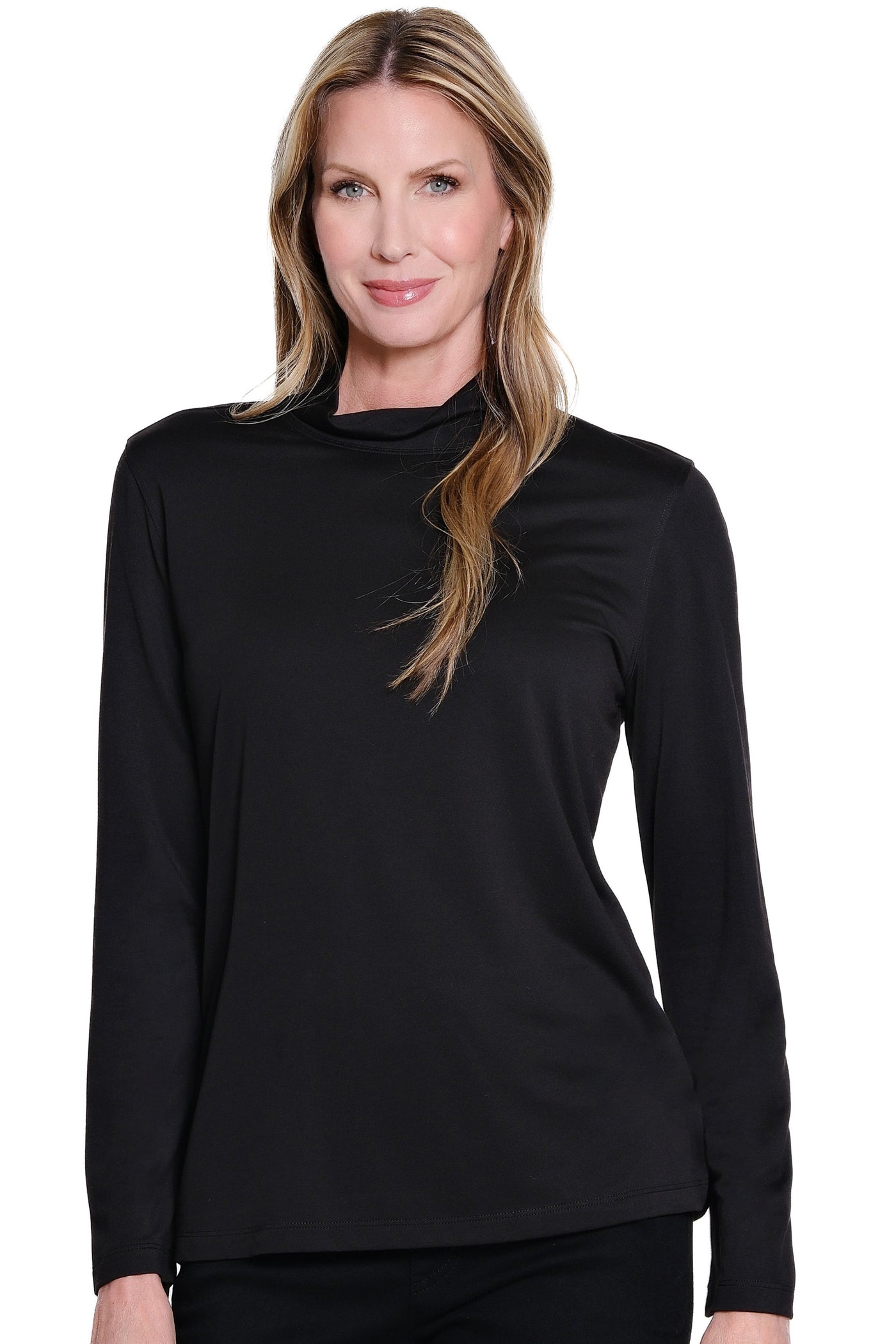 Mock Neck Knit Top - Plus - Black