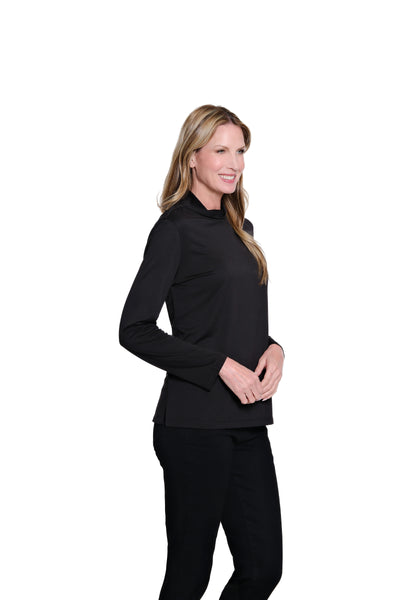 Mock Neck Knit Top - Black