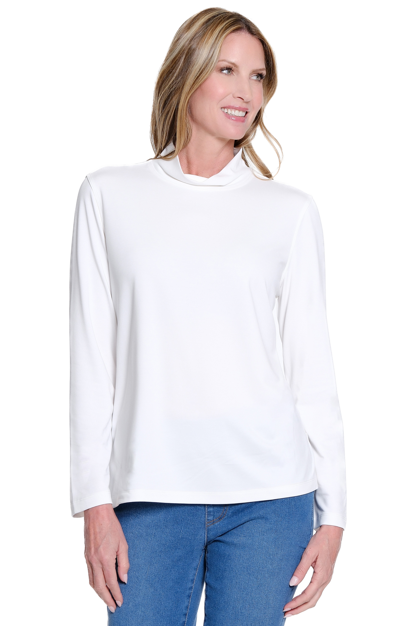 Mock Neck Knit Top - Winter White