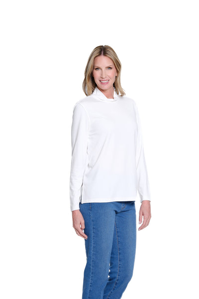 Mock Neck Knit Top - Winter White