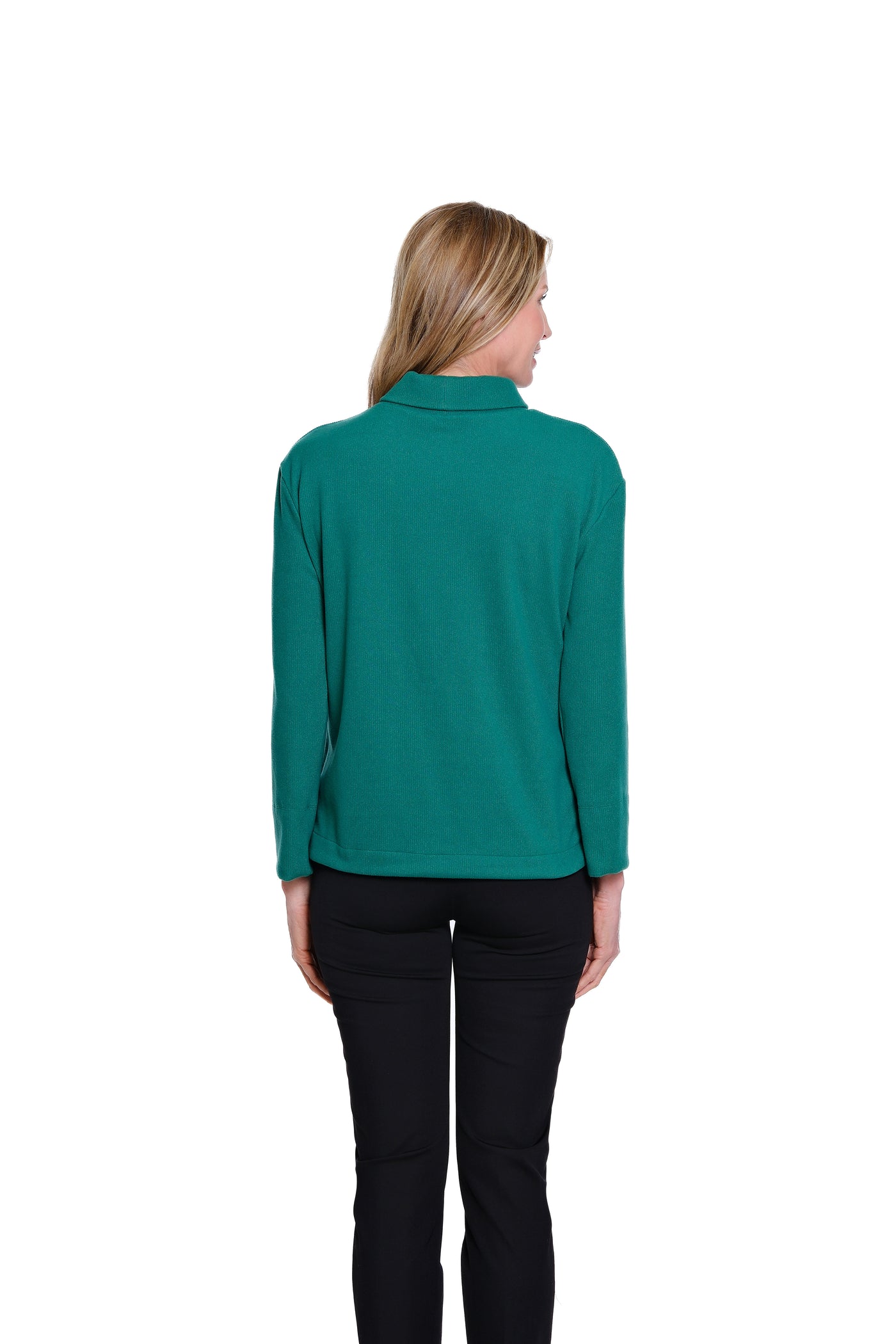 Rib Knit Turtleneck Top - Evergreen