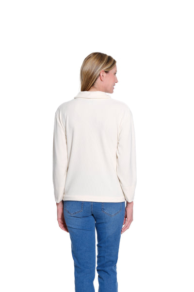 Rib Knit Turtleneck Top - Winter White