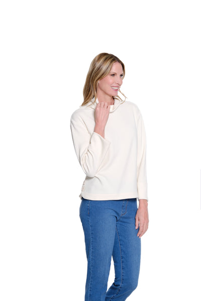 Rib Knit Turtleneck Top - Winter White