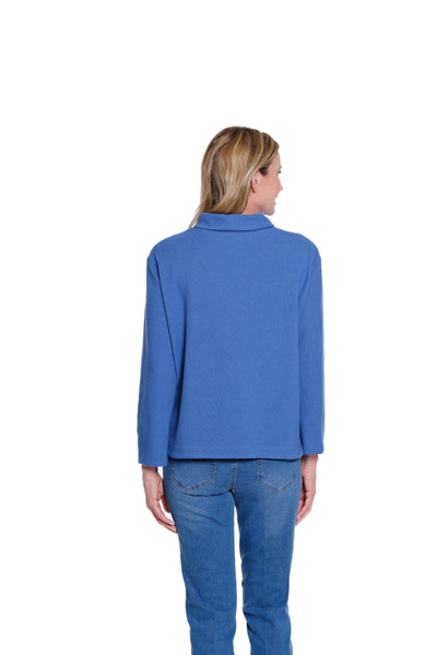 Rib Knit Turtleneck Top - Rich Blue