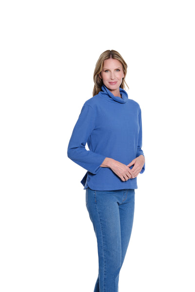 Rib Knit Turtleneck Top - Rich Blue