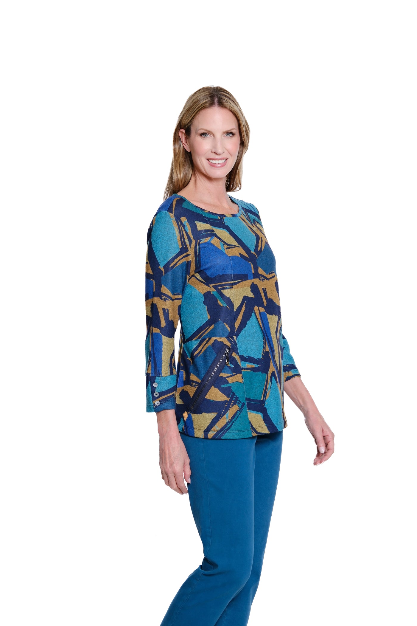 Zip Pocket Top - Abstract Multi