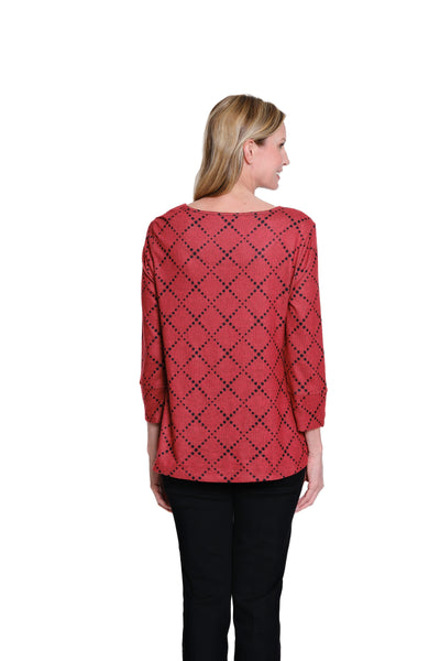 Zip Pocket Top - Plus - Crimson Print