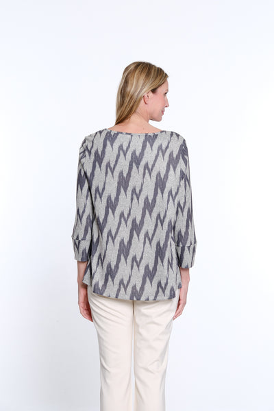 Zip Pocket Top - Grey Print