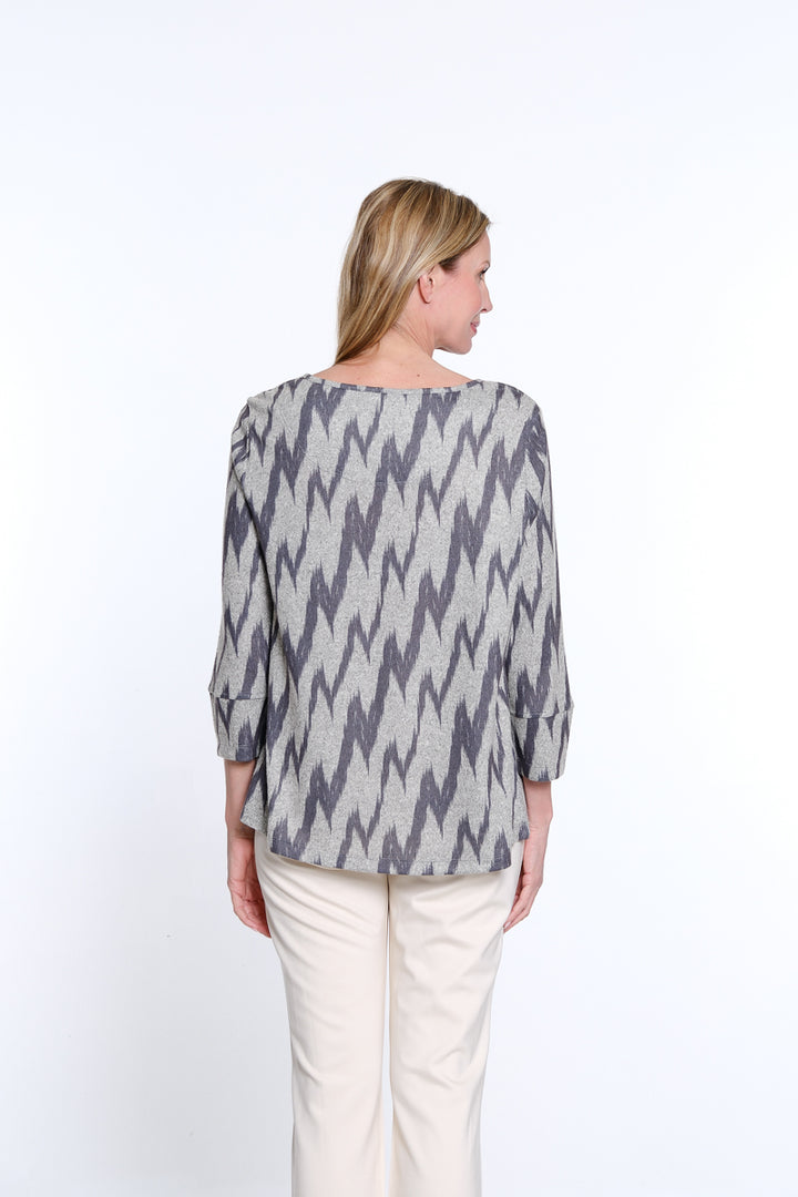 Zip Pocket Top - Grey Print – SYI Brands-Multiples