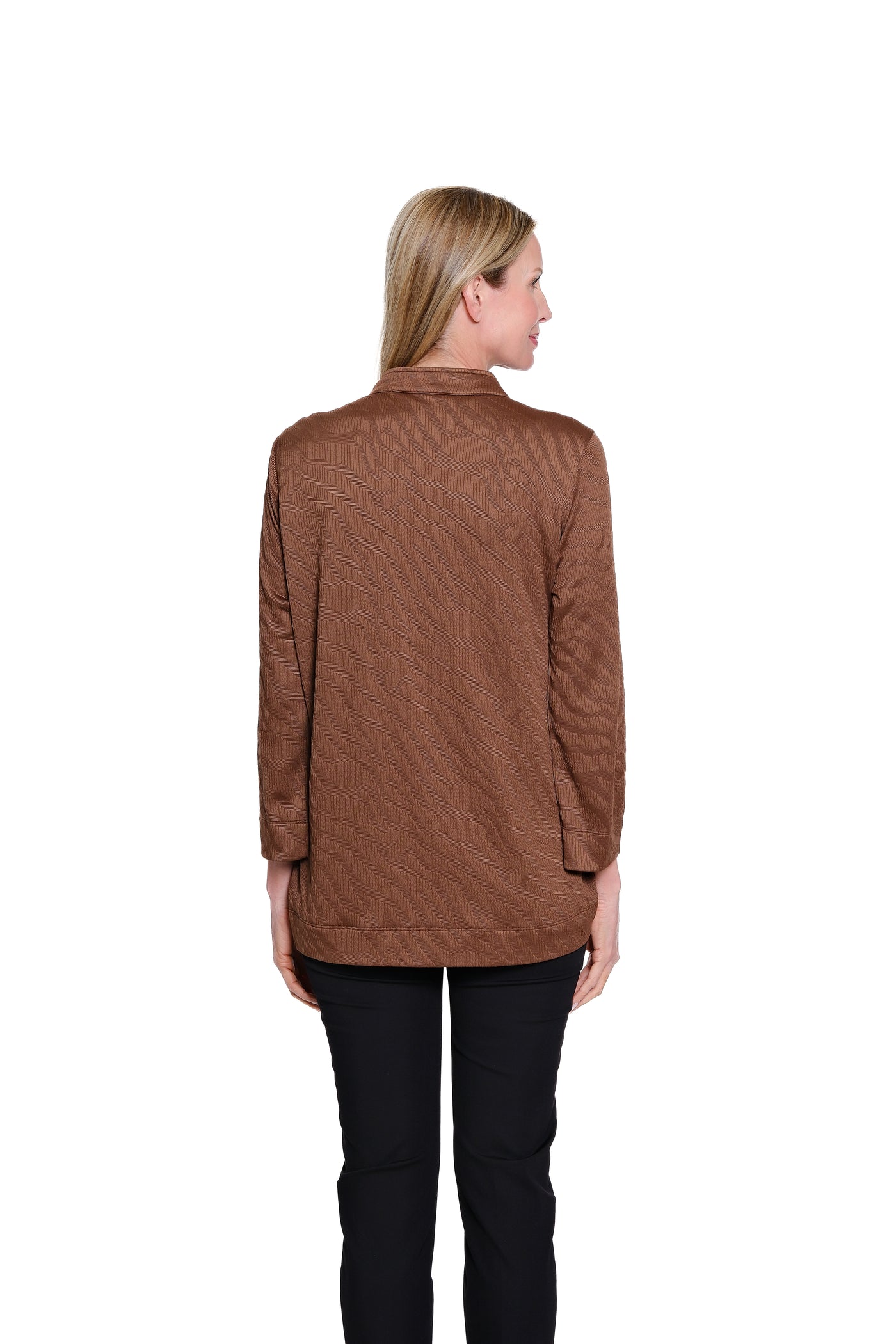 Jacquard Knit Jacket & Tank Top - Plus - Rich Chocolate