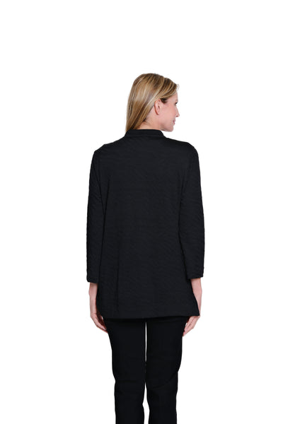 Jacquard Knit Jacket & Tank Top - Black