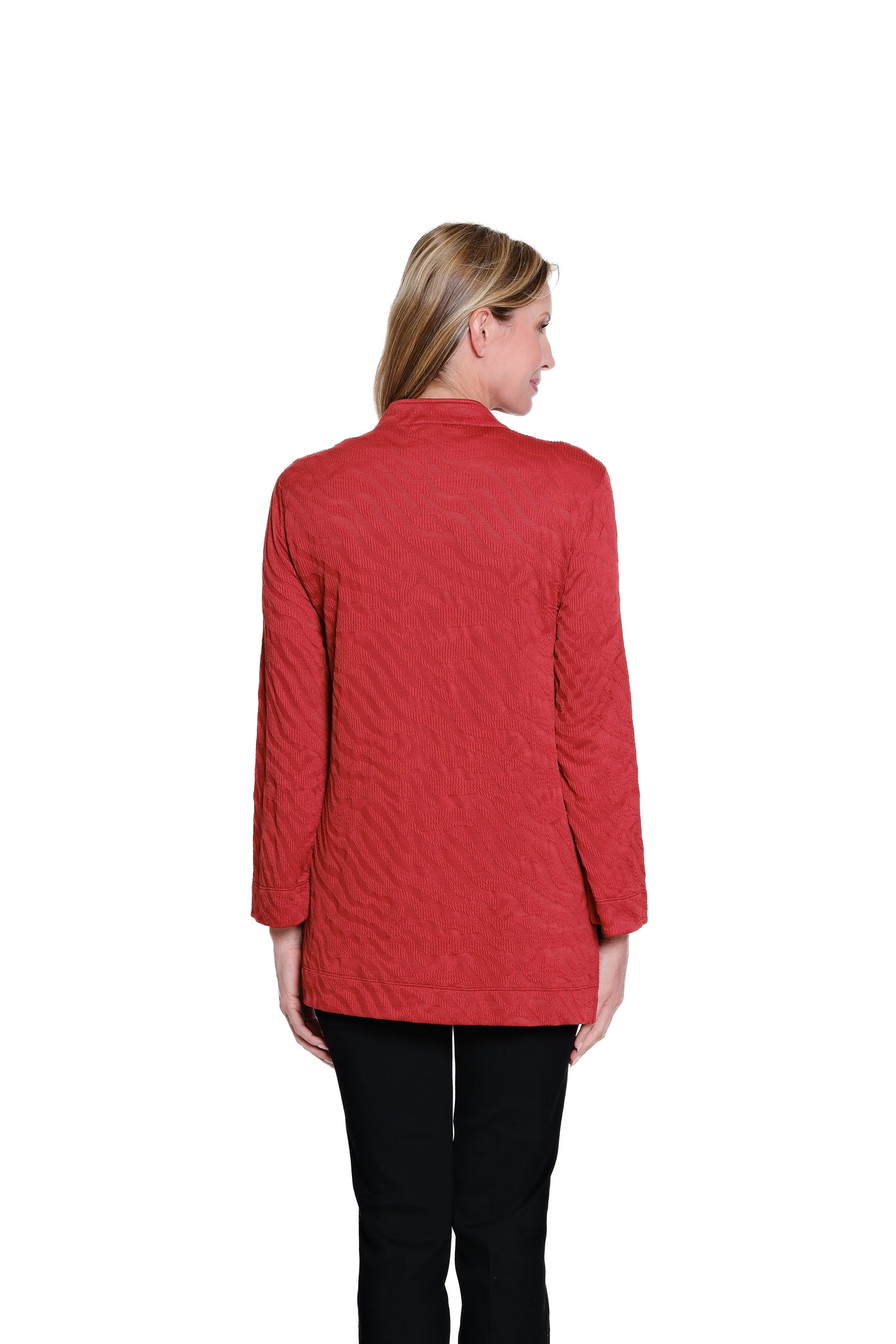 Jacquard Knit Jacket & Tank Top - Crimson