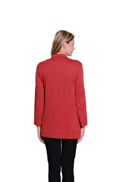 Jacquard Knit Jacket & Tank Top - Crimson
