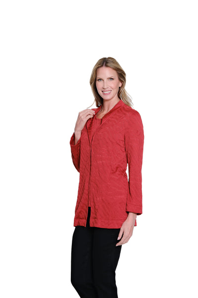 Jacquard Knit Jacket & Tank Top - Crimson