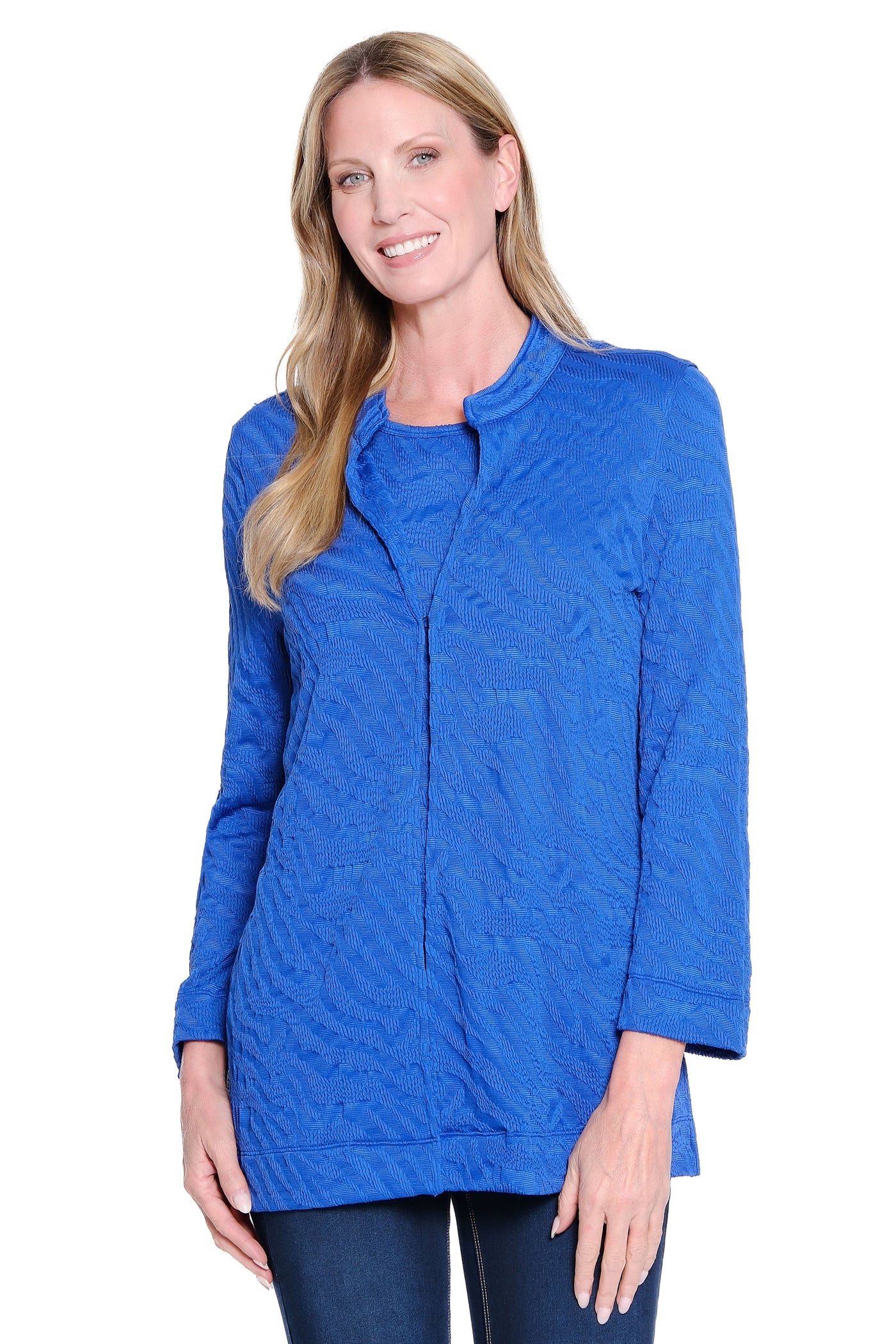 Jacquard Knit Jacket & Tank Top - Royal