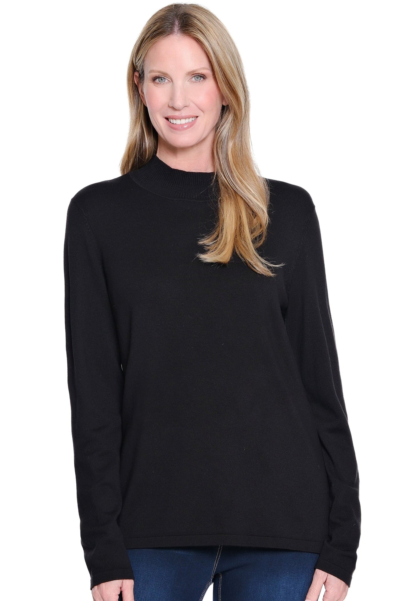 Mock Neck Sweater - Black