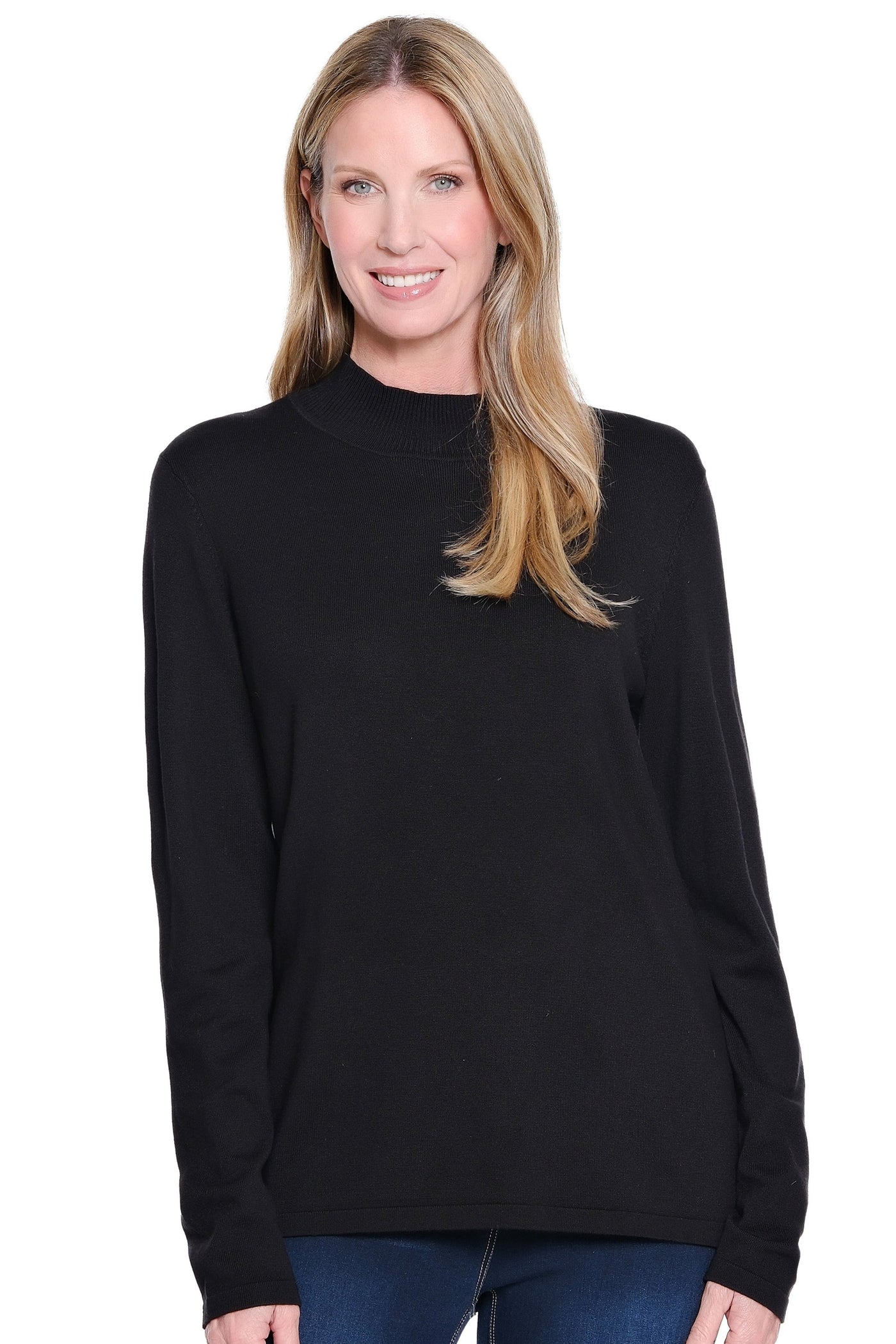 Mock Neck Sweater - Petite - Black