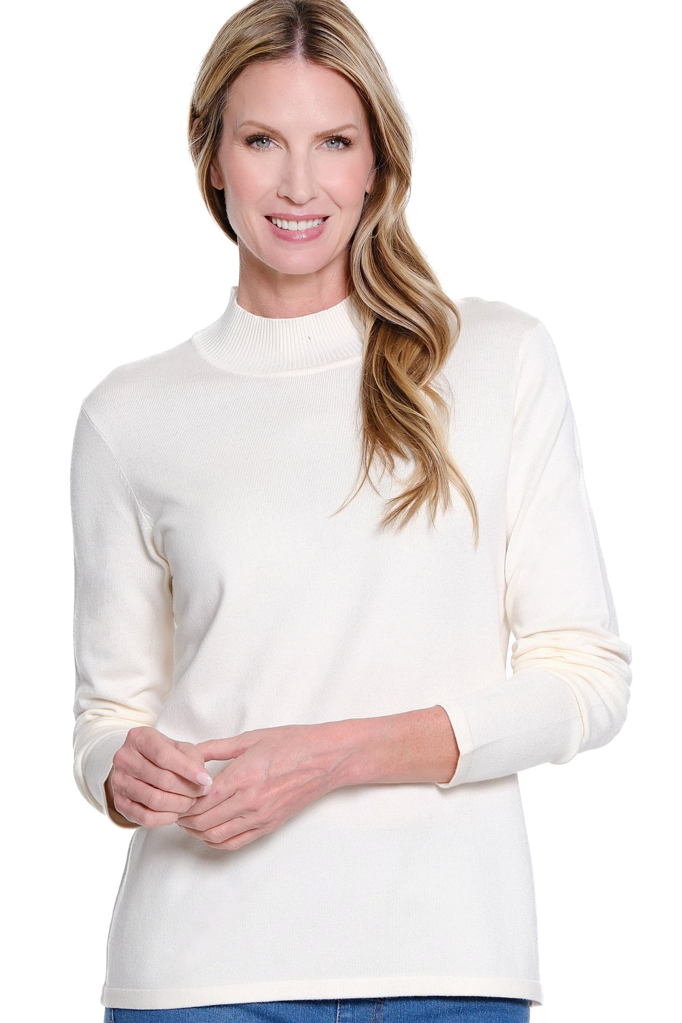 Mock Neck Sweater - Winter White
