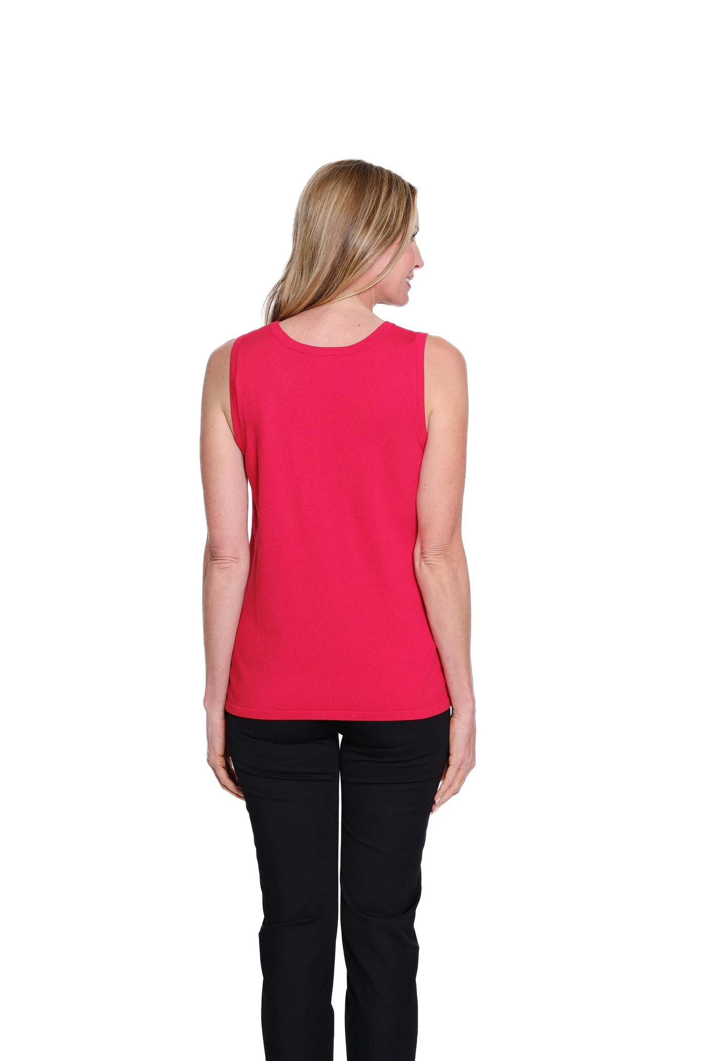 Jewel Neck Tank Sweater - Red