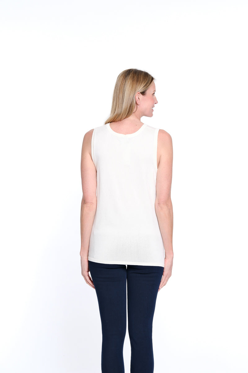 Jewel Neck Tank Sweater - Winter White