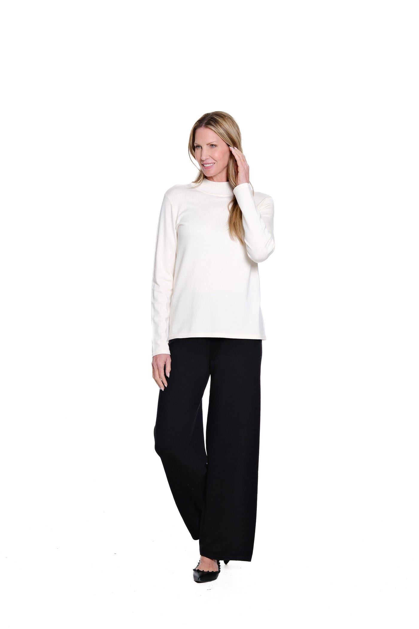 Wide Leg Knit Pant - Black