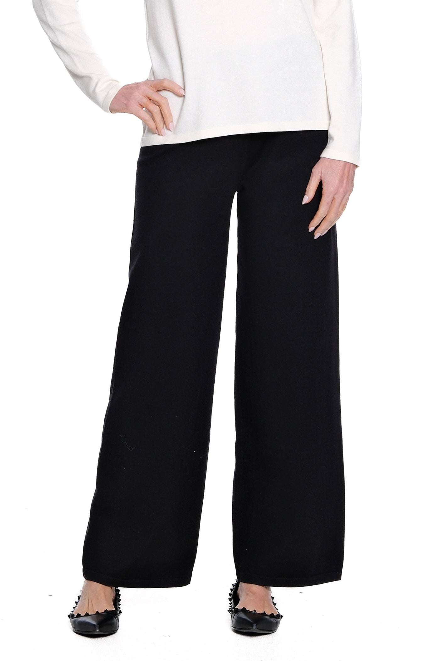 Wide Leg Knit Pant - Black