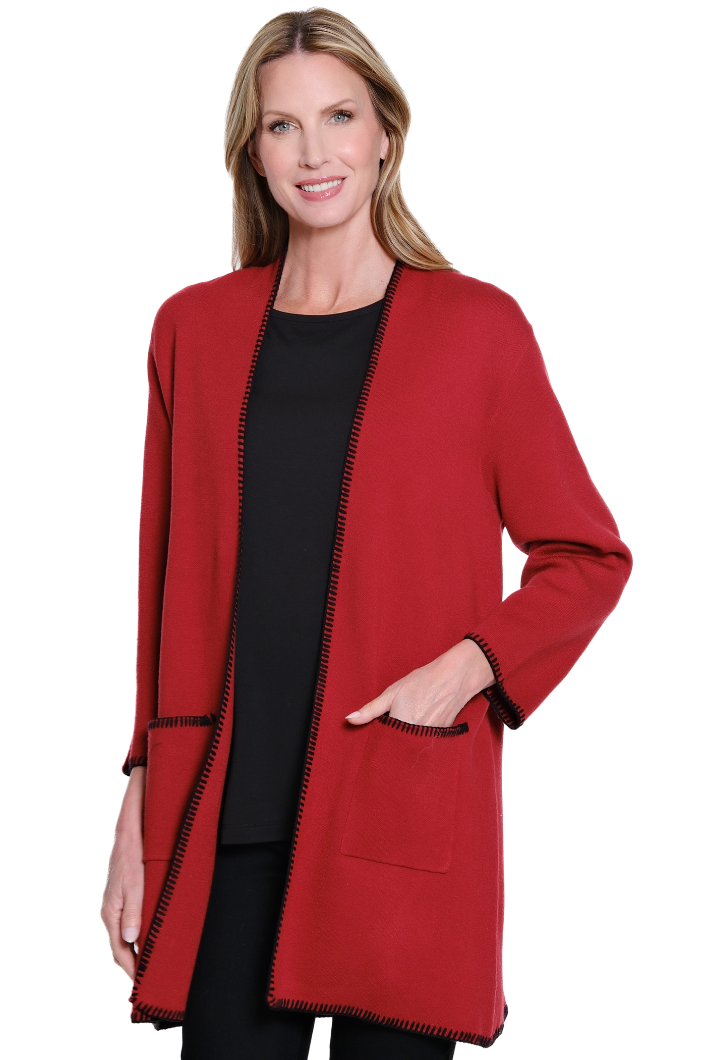 Shawl Collar Cardigan - Crimson