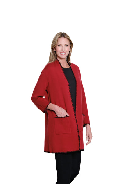Shawl Collar Cardigan - Crimson