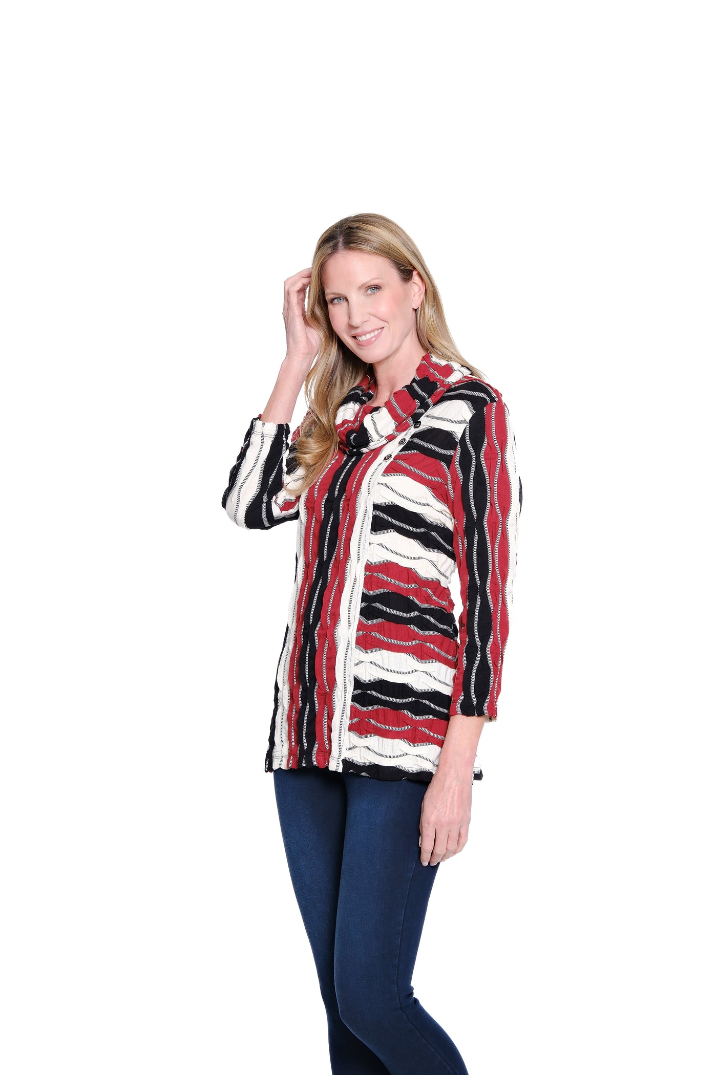 Cowl Neck Knit Top - Plus - Crimson