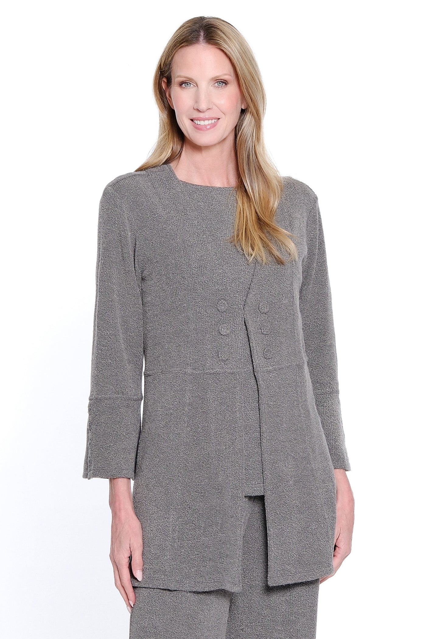 Flounce Cardigan + Tank - Heather Grey