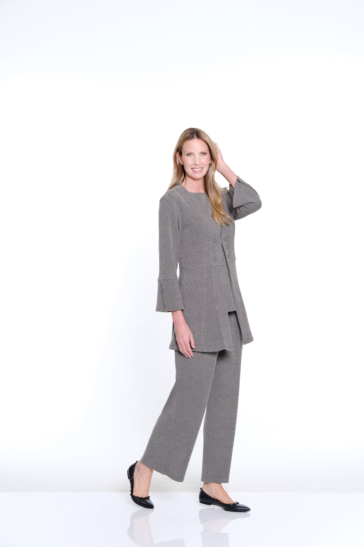 Flounce Cardigan + Tank - Heather Grey
