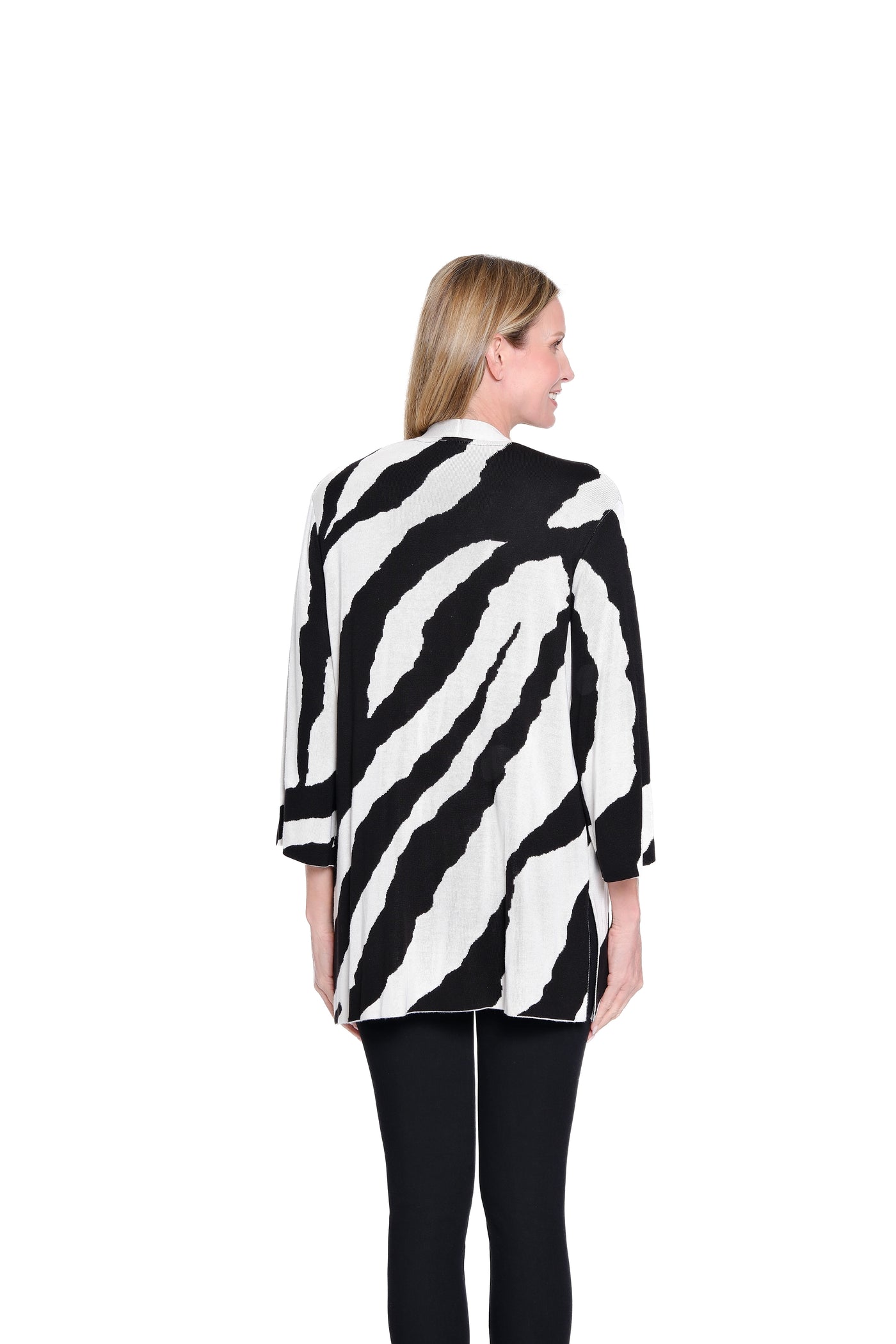 Zebra Print Knit Cardigan - Winter White