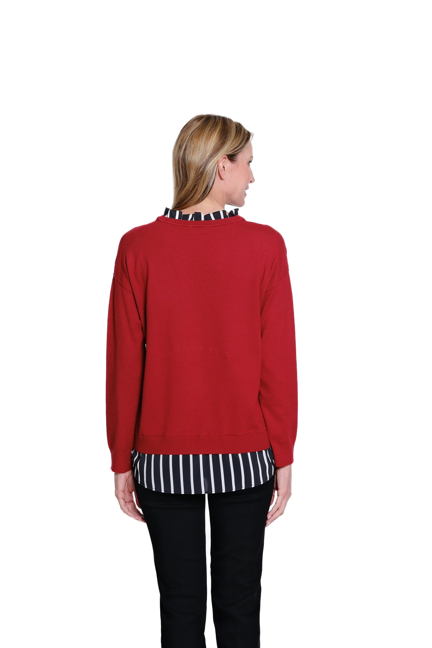 Ruffle V-Neck Top - Crimson