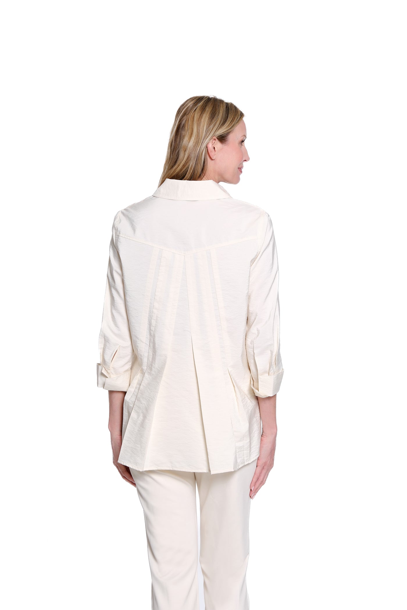 Button-Front Crinkle Shirt - Winter White