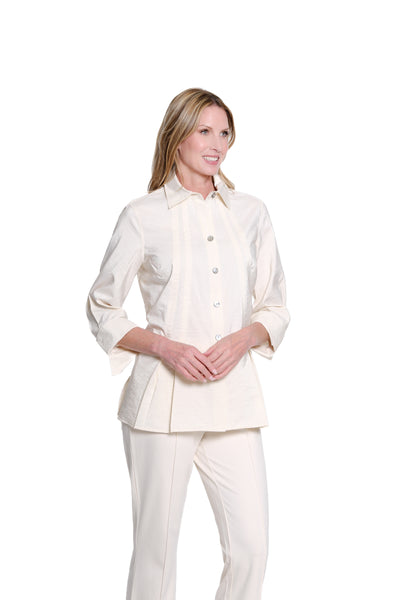 Button-Front Crinkle Shirt - Winter White