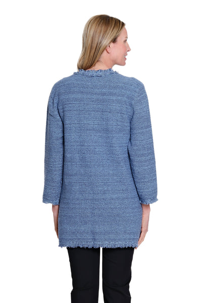 Fringe Trim Sweater Jacket - Multi
