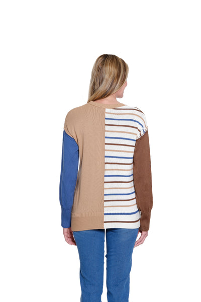 Crewneck Striped Knit Top - Multi