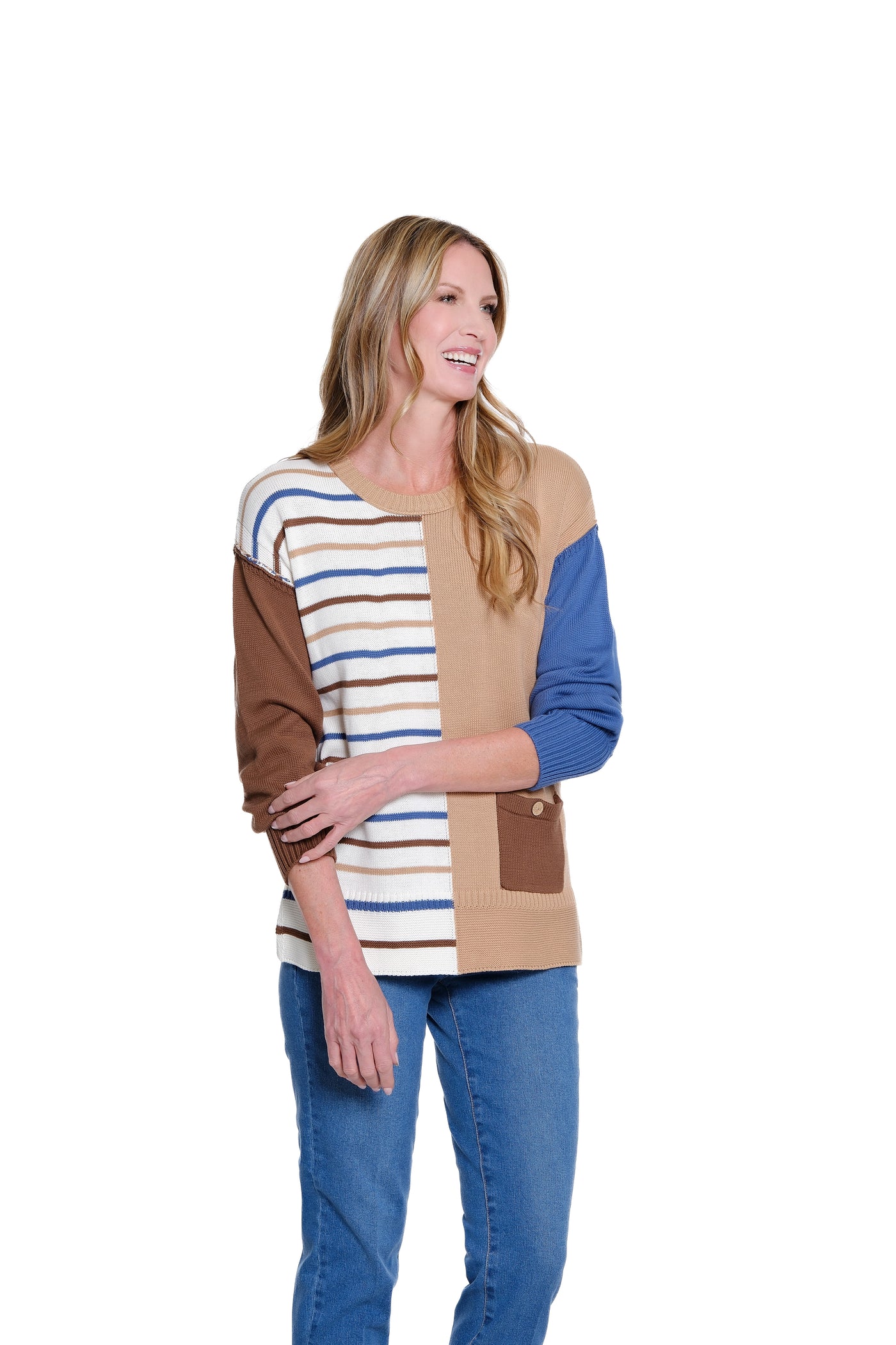 Crewneck Striped Knit Top - Multi