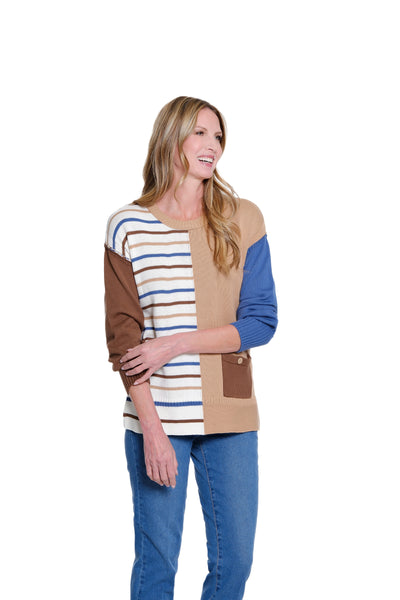 Crewneck Striped Knit Top - Multi