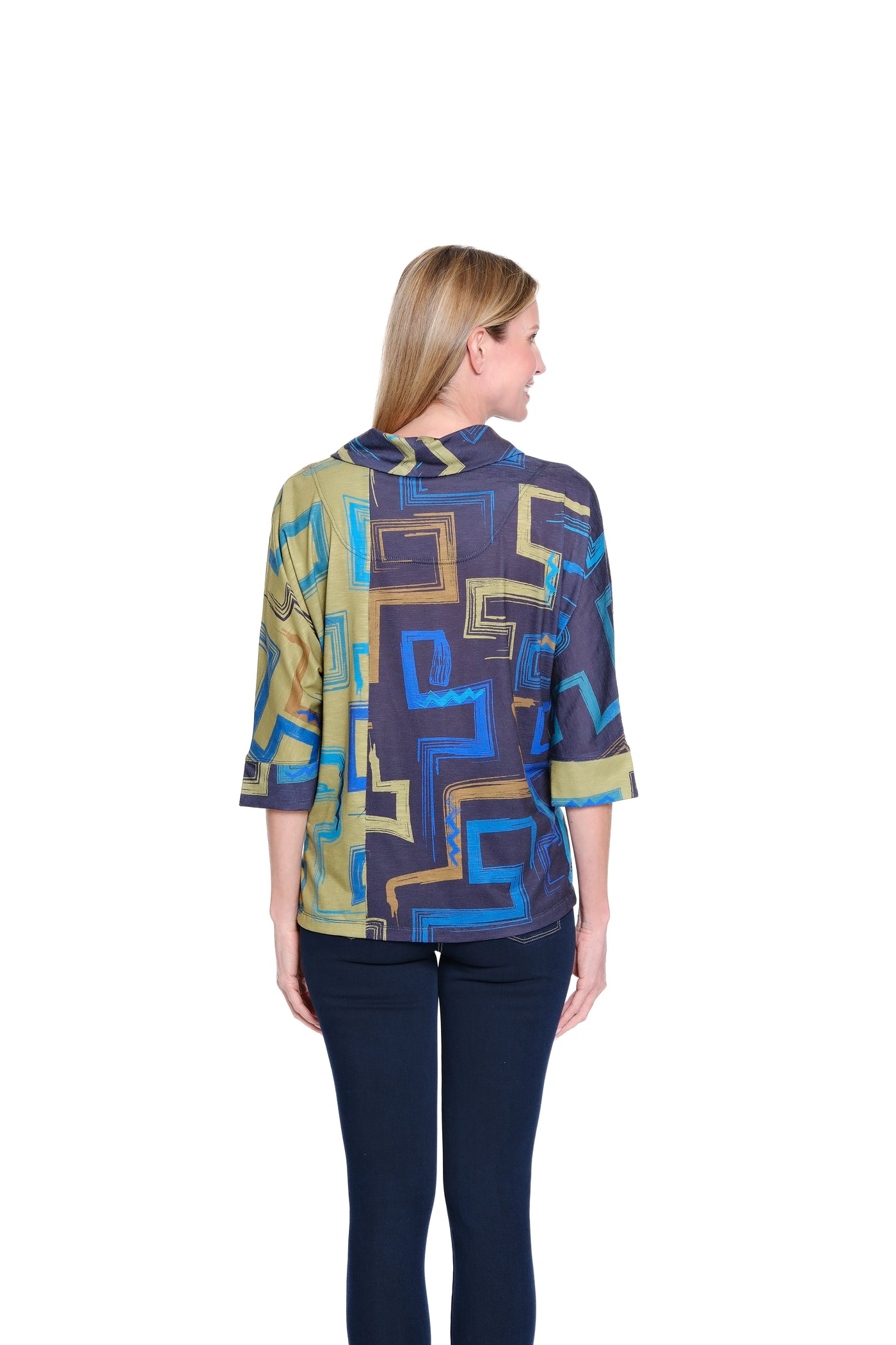 Print Slub Knit Turtleneck - Multi