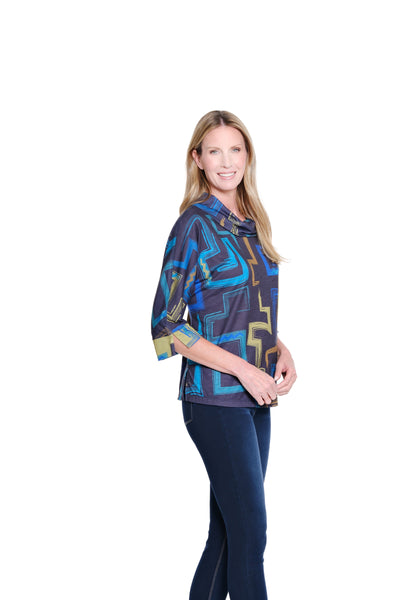 Print Slub Knit Turtleneck - Multi