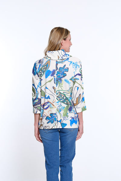 Drawstring Cowl Neck Print Top - Plus - Multi